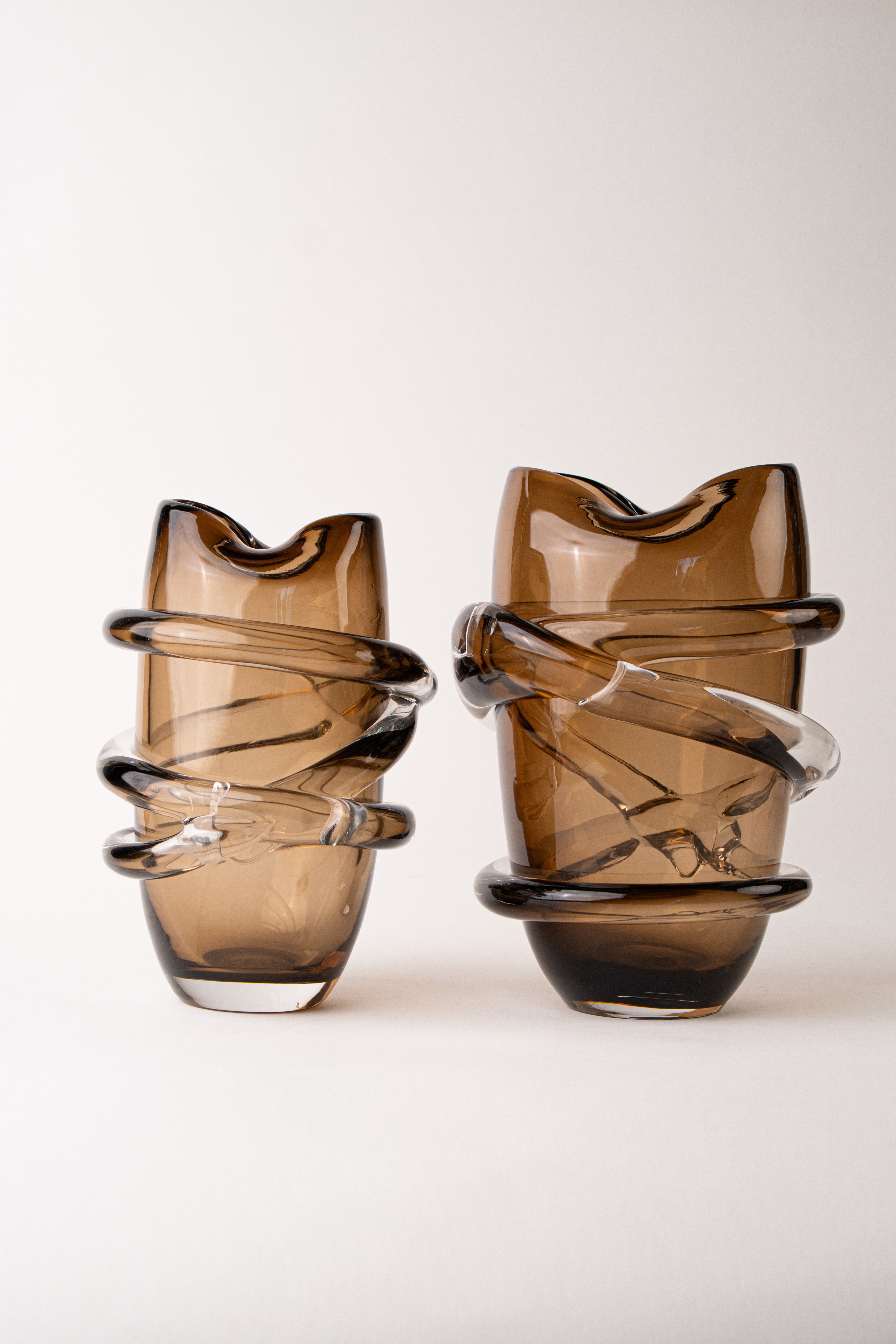 CROSS LINE BROWN VASE - TALL