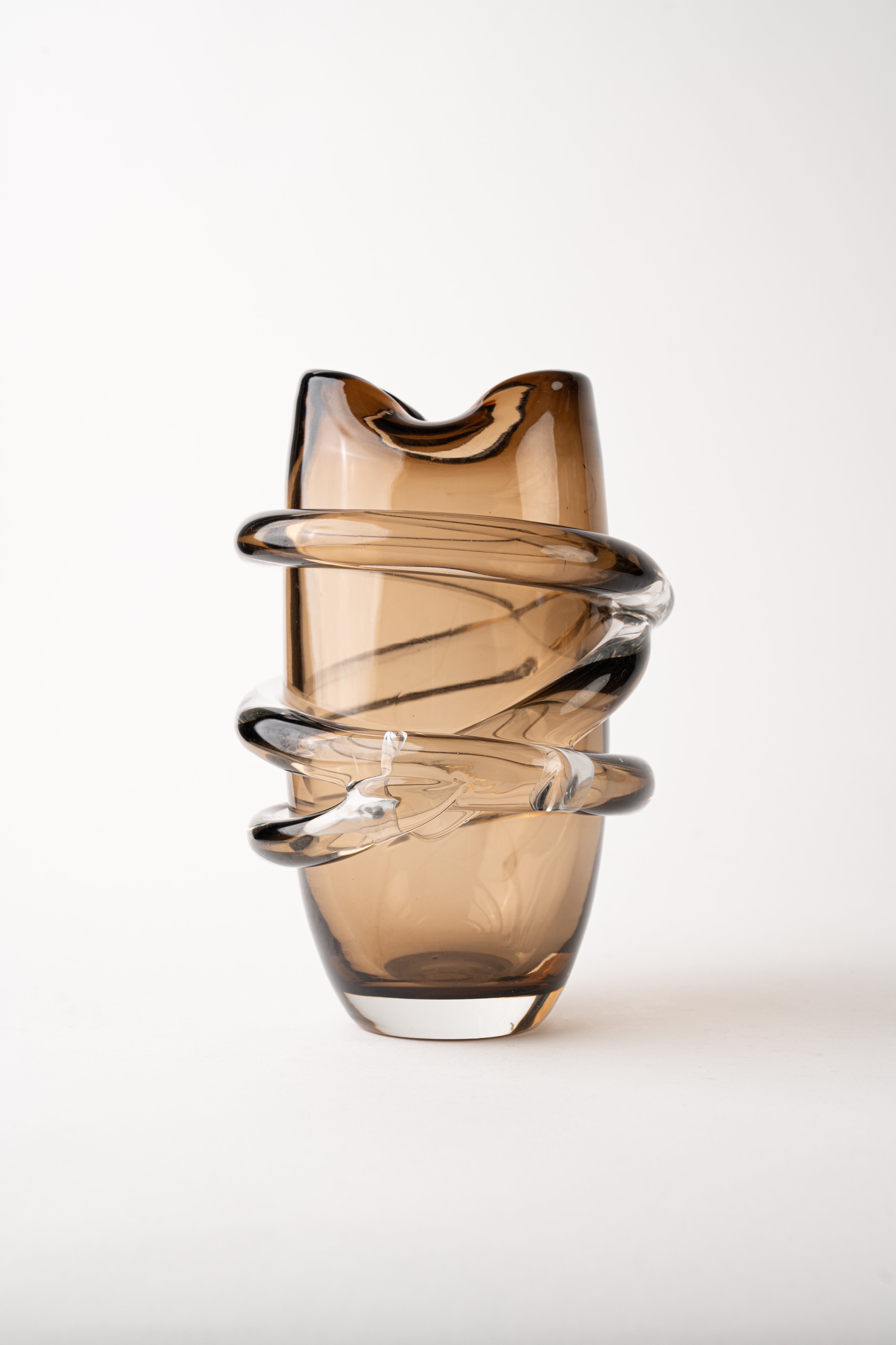 CROSS LINE BROWN VASE - TALL