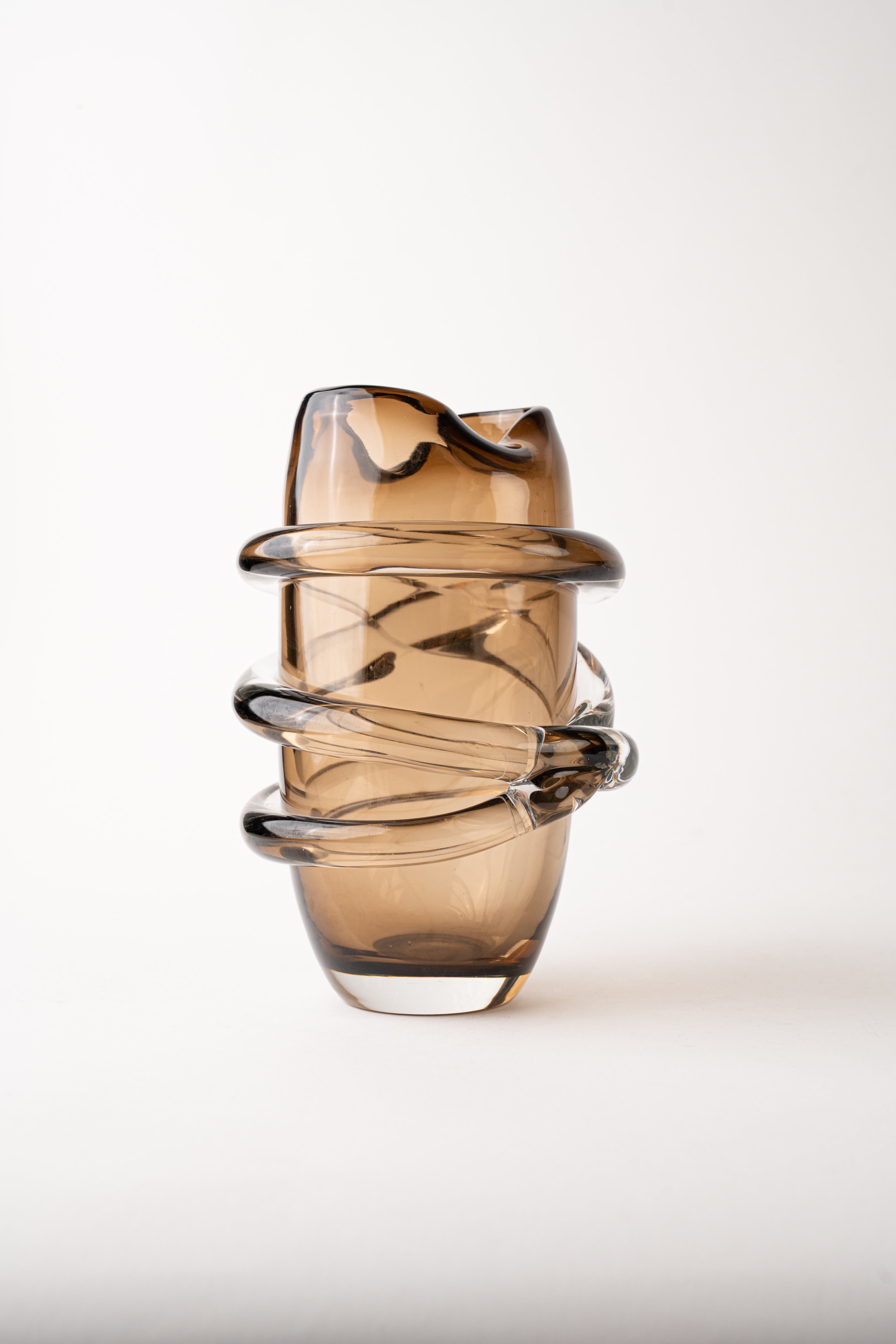 CROSS LINE BROWN VASE - TALL
