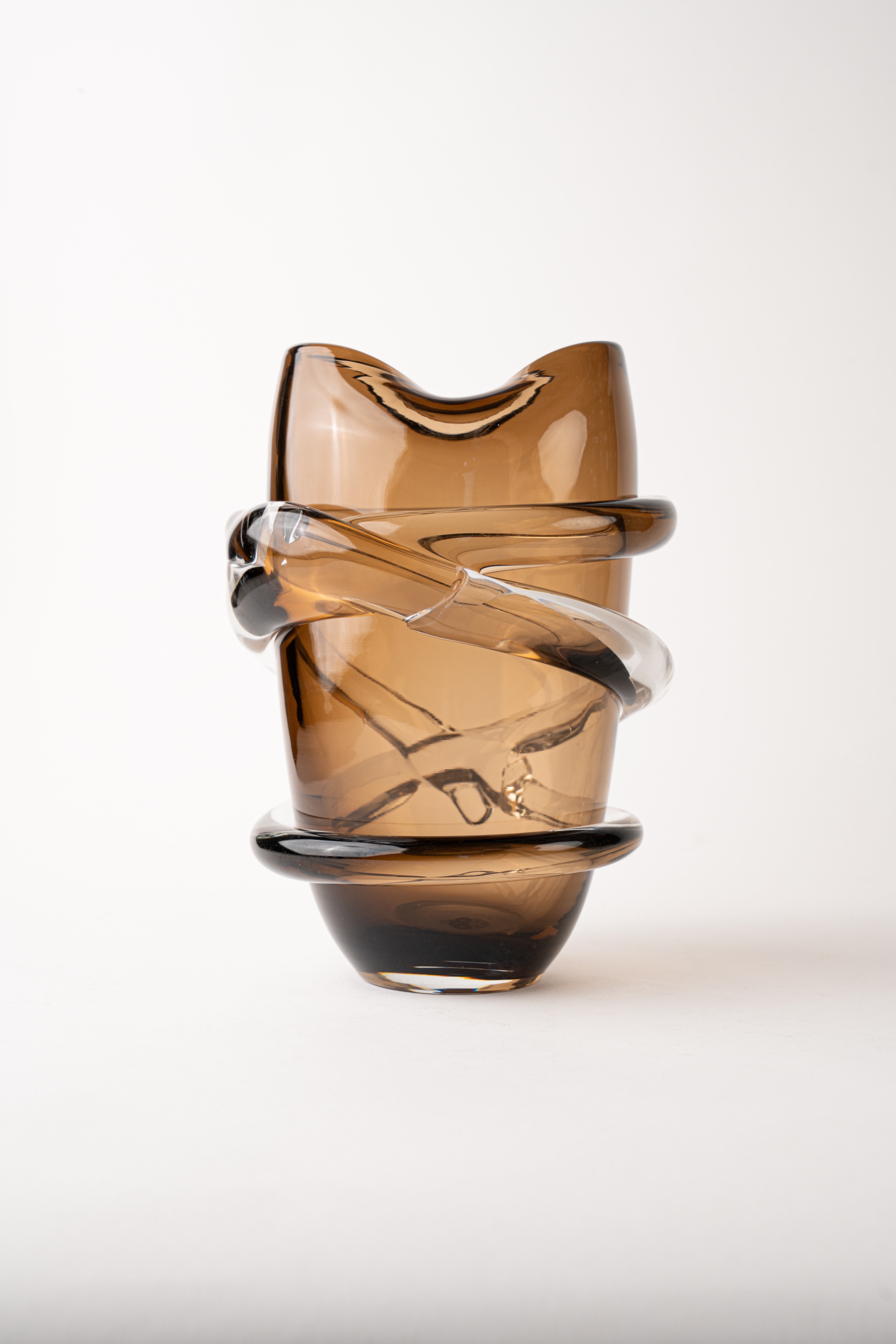 CROSS LINE BROWN VASE - TALL