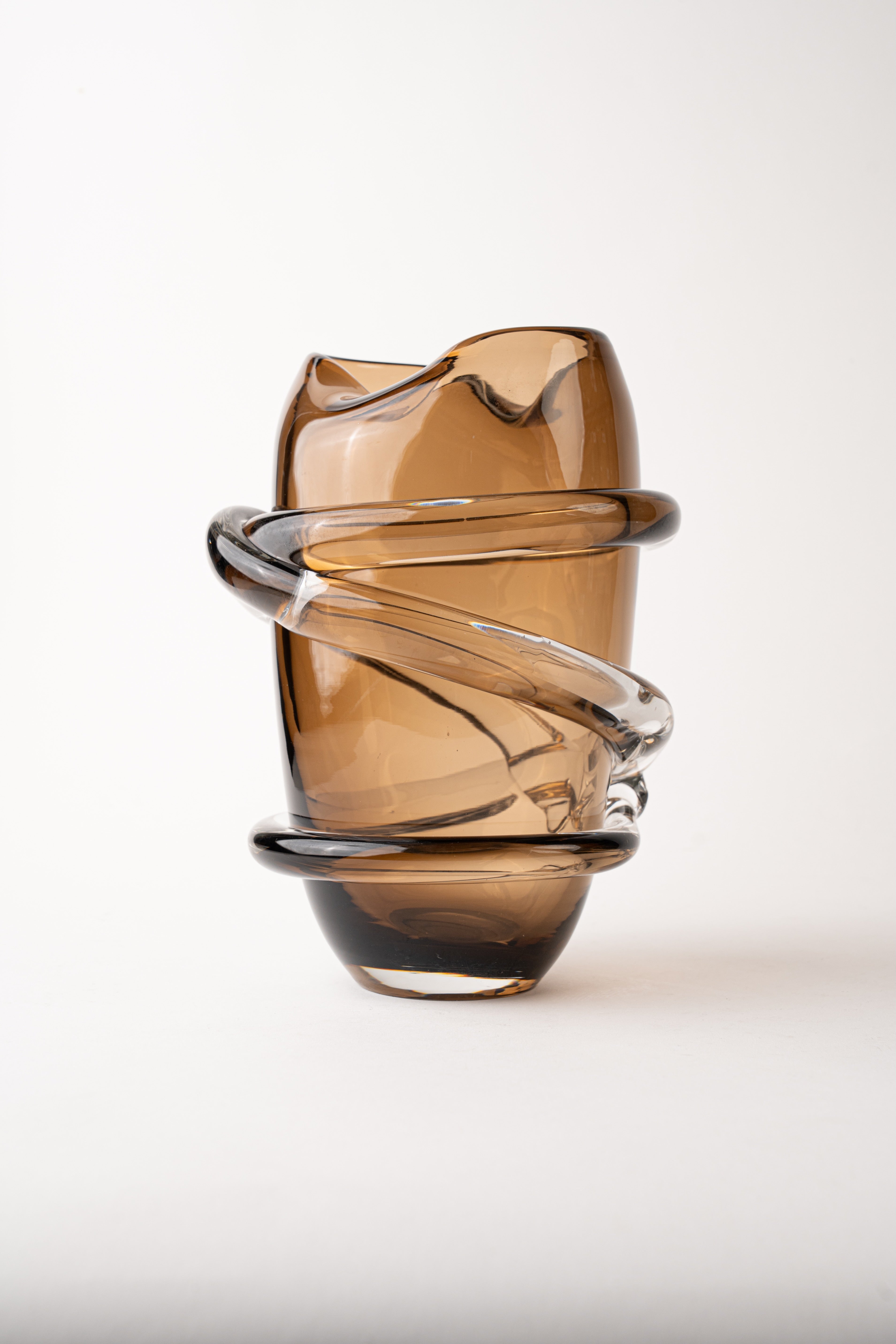 CROSS LINE BROWN VASE - TALL