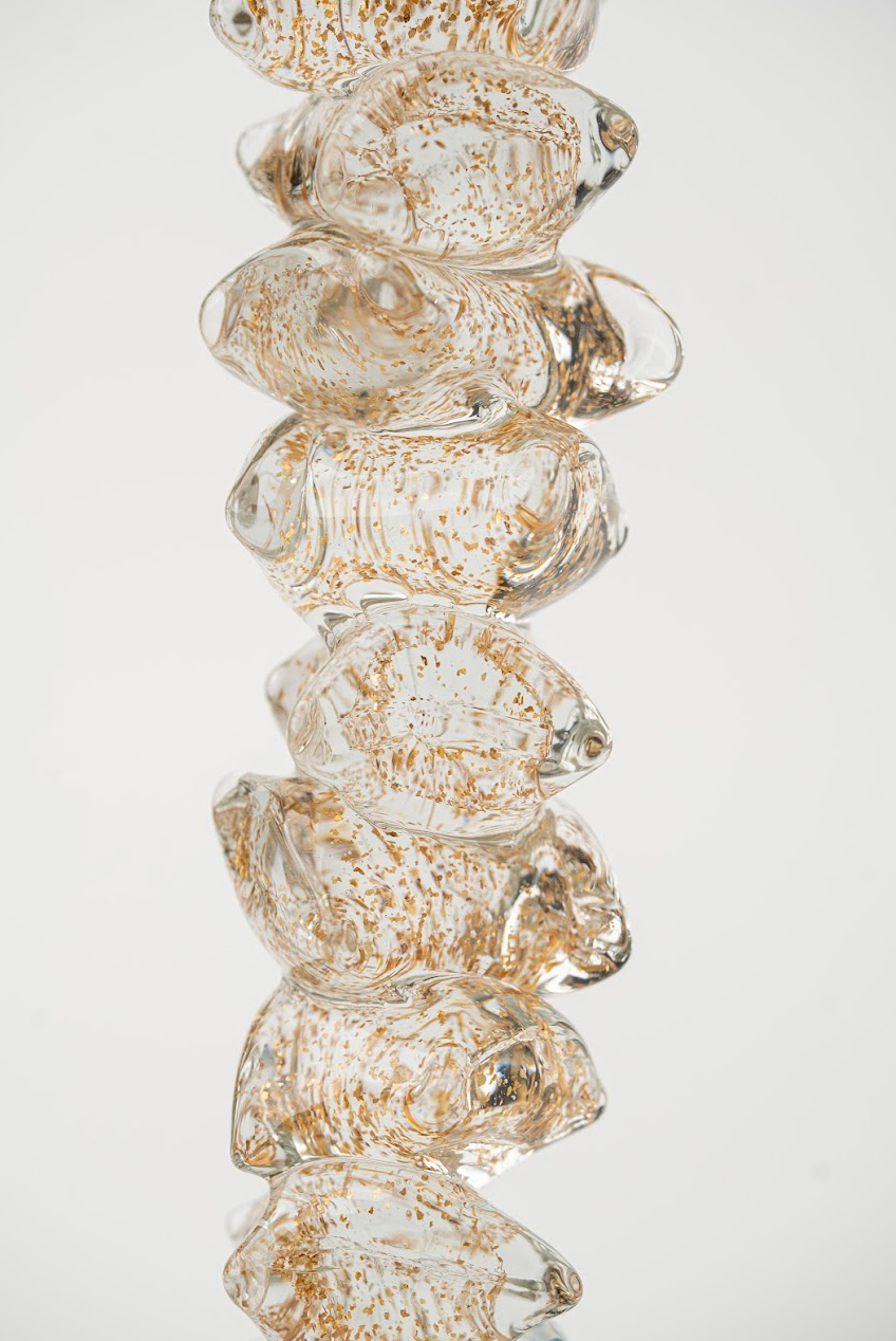 HAND-MADE GLASS GOLDEN CANDLESTICK – SHORT