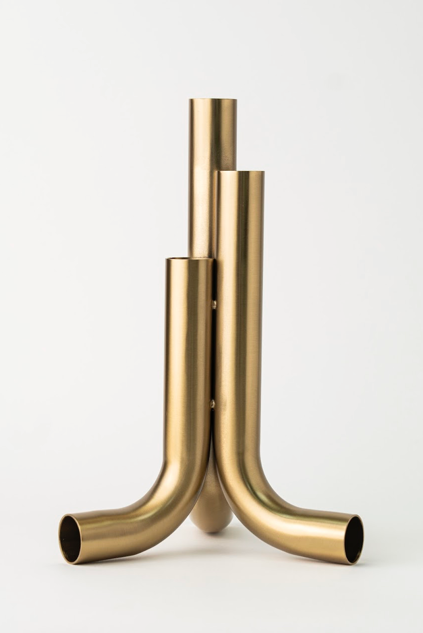 THREE-WAY PIPE VASE SEMI GLOSSY GOLD