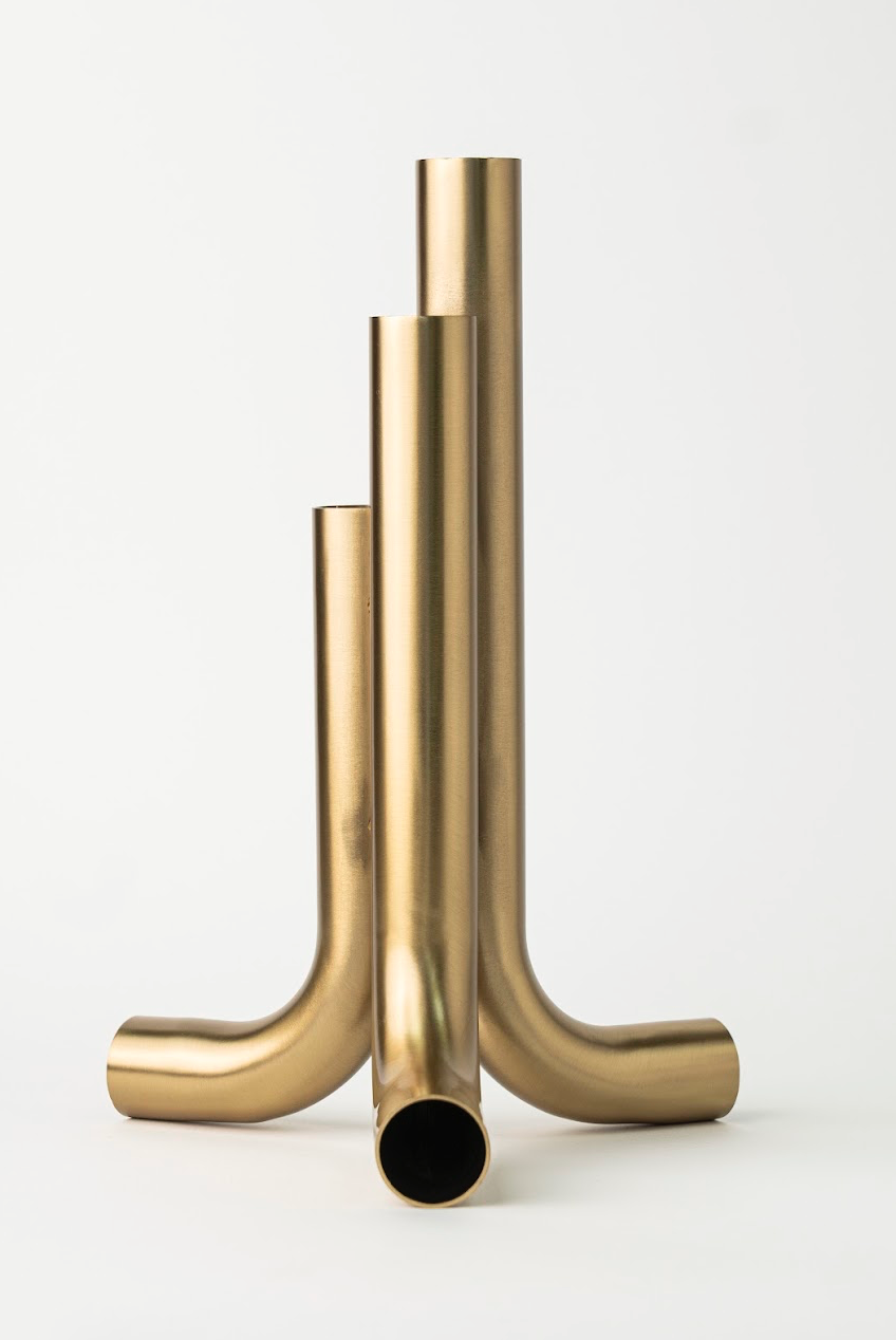 THREE-WAY PIPE VASE SEMI GLOSSY GOLD