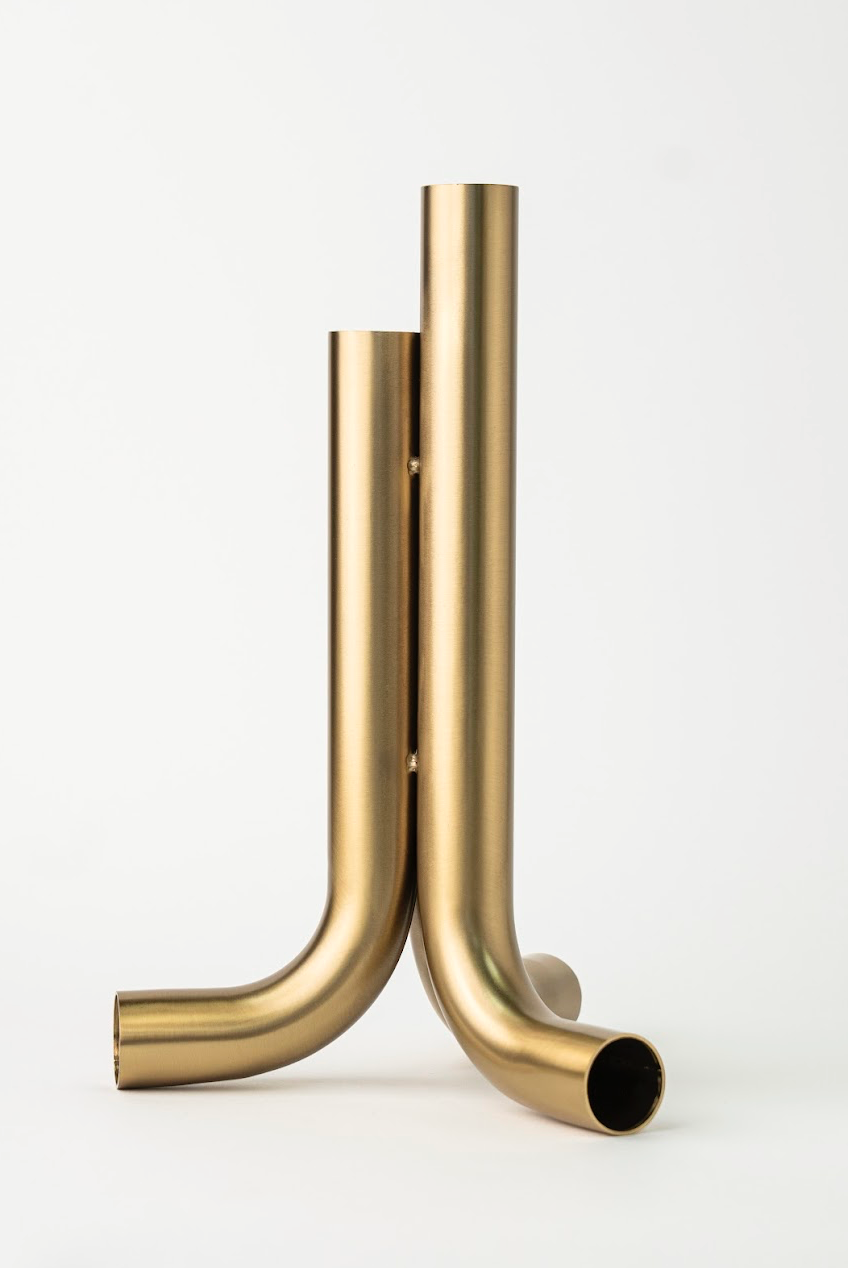 THREE-WAY PIPE VASE SEMI GLOSSY GOLD