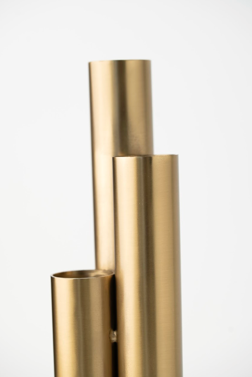 THREE-WAY PIPE VASE SEMI GLOSSY GOLD