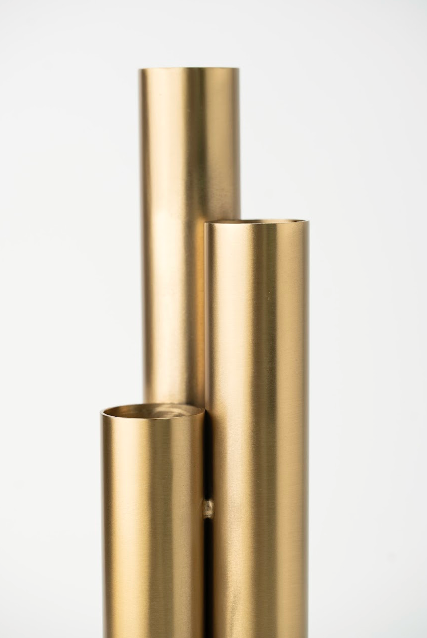 THREE-WAY PIPE VASE SEMI GLOSSY GOLD